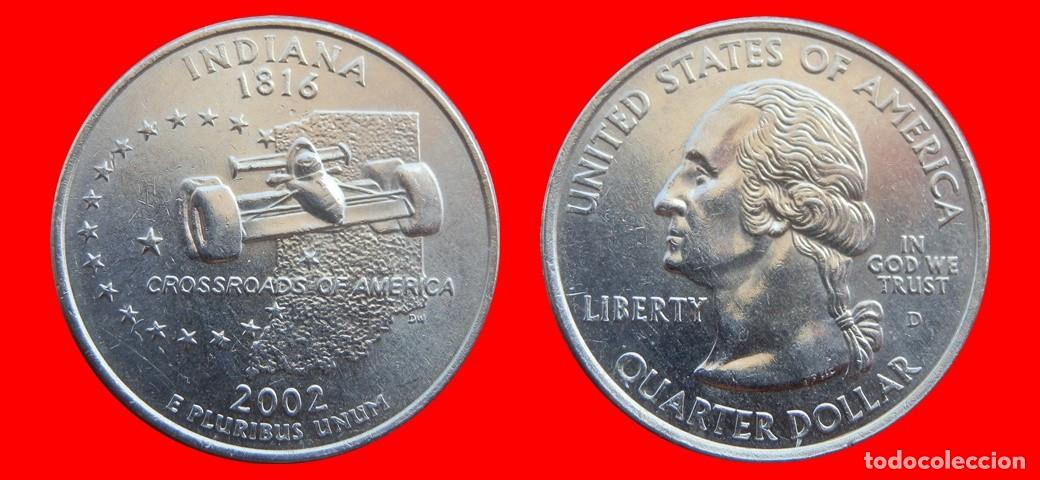 Monedas antiguas de Am&eacute;rica: 25 CENTAVOS QUARTER 2002-D INDIANA SIN CIRCULAR USA-9120SC