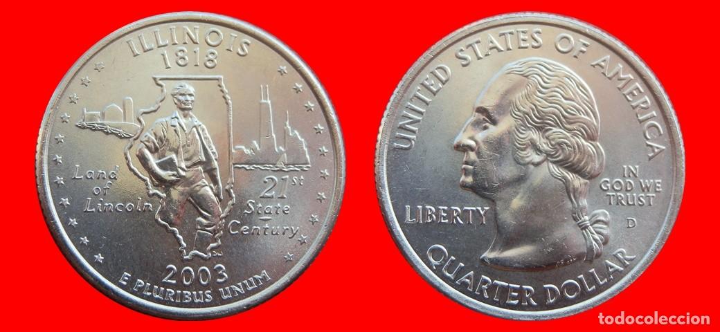 Alte M&uuml;nzen aus Amerika: 25 CENTAVOS QUARTER 2003-D ILLINOIS SIN CIRCULAR USA-9123SC