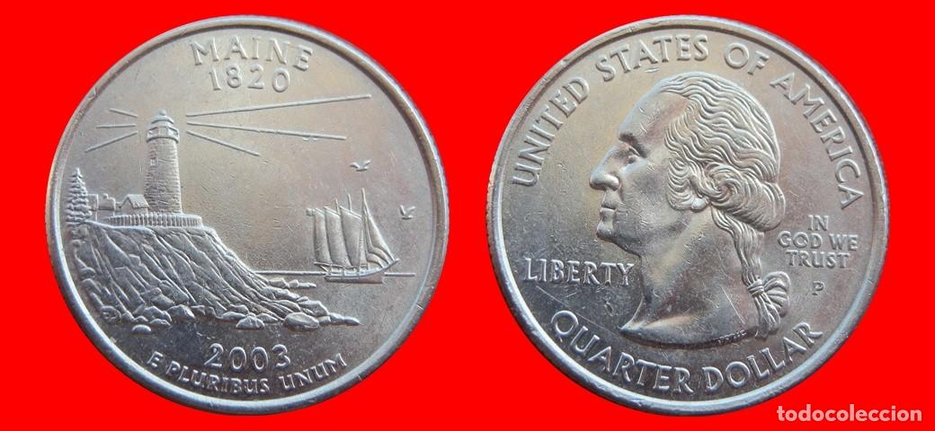 Monedas antiguas de Am&eacute;rica: 25 CENTAVOS QUARTER 2003-P MAINE SIN CIRCULAR USA-9128SC