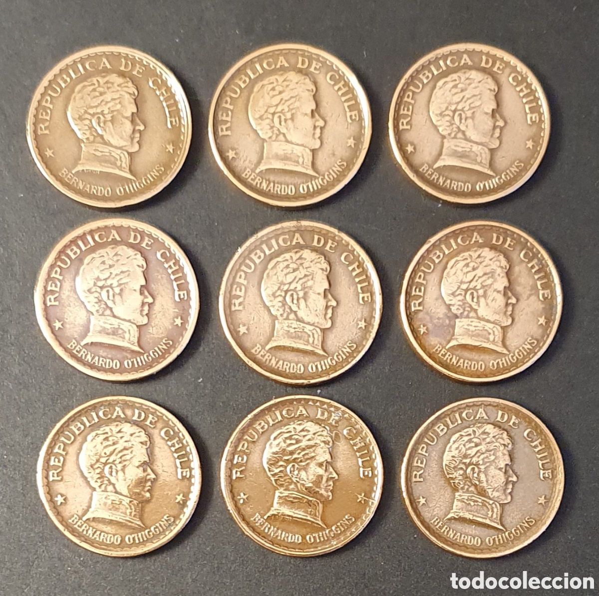 Monedas antiguas de Am&eacute;rica: CHILE 9 MONEDAS 20 CENTAVOS 1942-1953