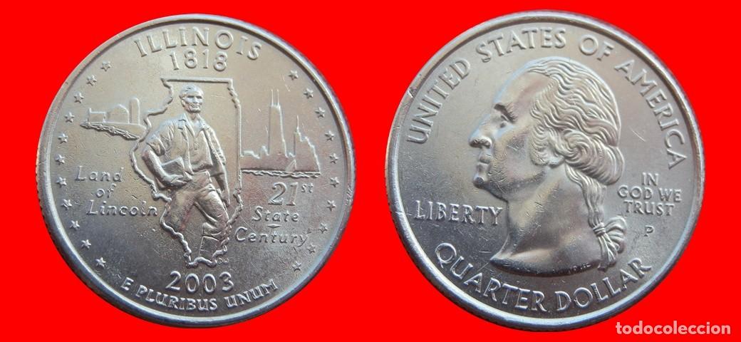 Monedas antiguas de Am&eacute;rica: 25 CENTAVOS QUARTER 2003-P ILLINOIS SIN CIRCULAR USA-9129SC