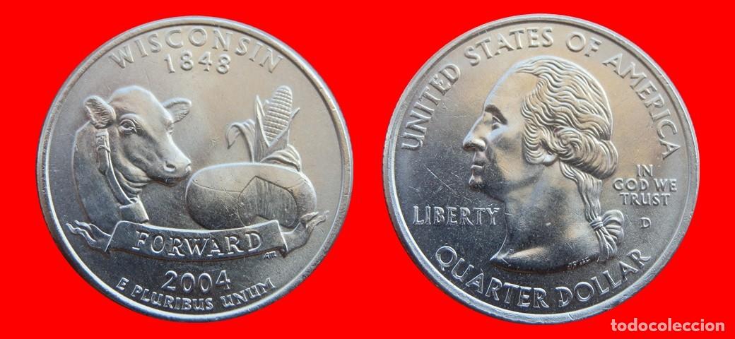 Monedas antiguas de Am&eacute;rica: 25 CENTAVOS QUARTER 2004-D WISCONSIN SIN CIRCULAR USA-9131SC