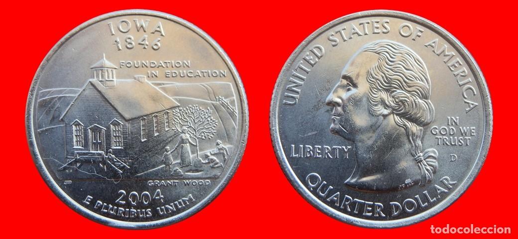 Monedas antiguas de Am&eacute;rica: 25 CENTAVOS QUARTER 2004-IOWA SIN CIRCULAR USA-9132SC