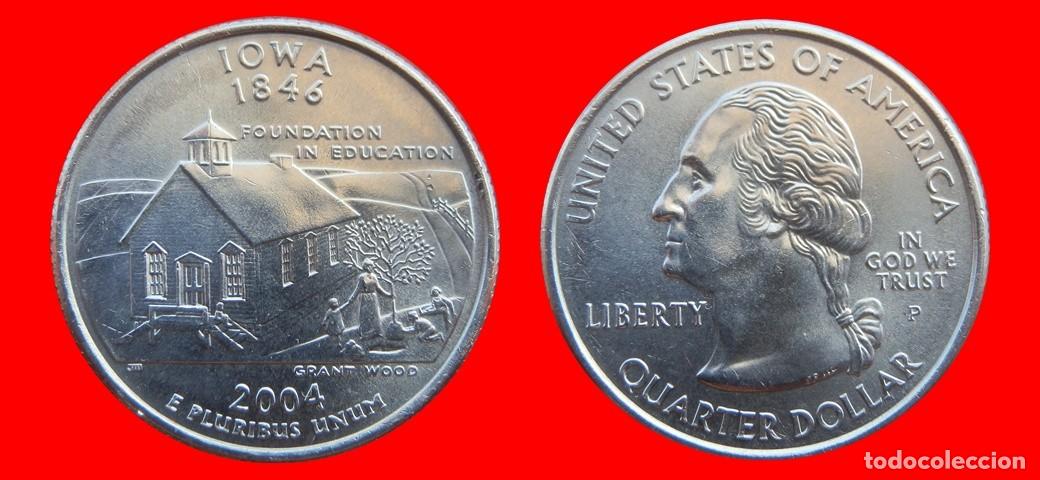 Monedas antiguas de Am&eacute;rica: 25 CENTAVOS QUARTER 2004-P IOWA SIN CIRCULAR USA-9139SC