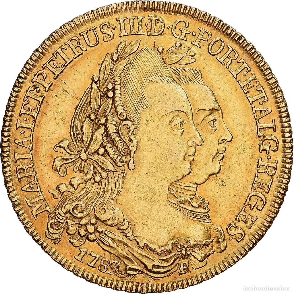 Monedas antiguas de Am&eacute;rica: [#1545575] Brasil, Maria I and Pedro III, Peca, 6400 Reis, 1783, Casa da Moeda, Oro, EBC