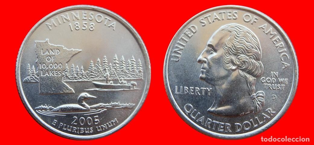 Monedas antiguas de Am&eacute;rica: 25 CENTAVOS QUARTER 2005-D MINNESOTA SIN CIRCULAR USA-9142SC