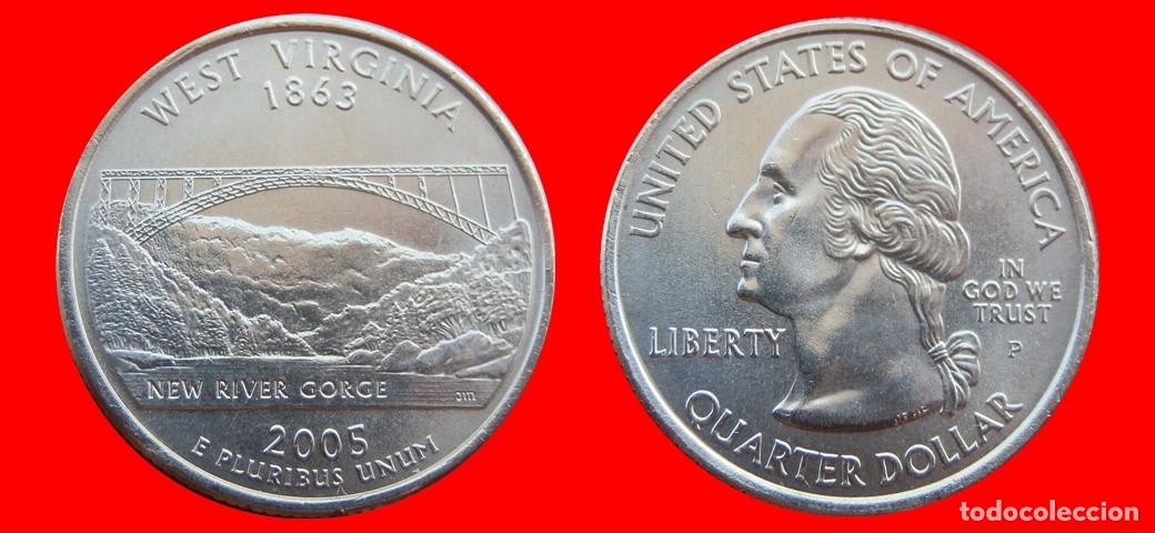 Monedas antiguas de Am&eacute;rica: 25 CENTAVOS QUARTER 2005-P WEST VIRGINIA SIN CIRCULAR USA-9144SC