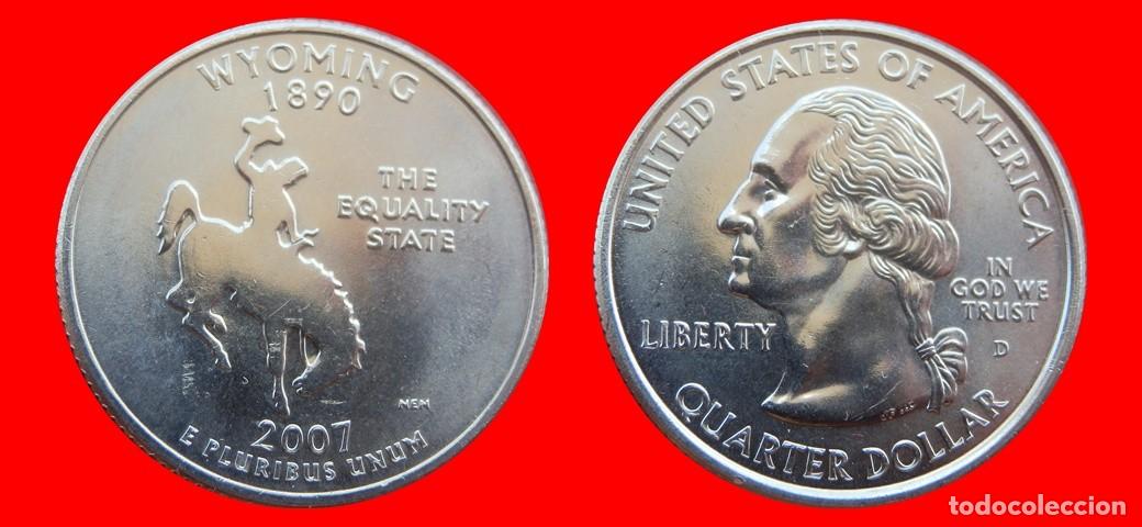 Monedas antiguas de Am&eacute;rica: 25 CENTAVOS QUARTER 2007-D WYOMING SIN CIRCULAR USA-9147SC