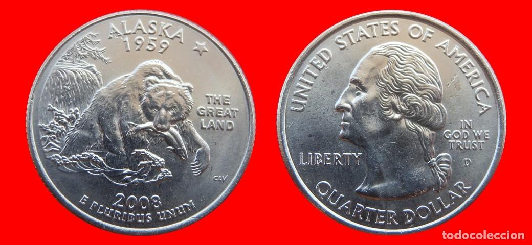 Monedas antiguas de Am&eacute;rica: 25 CENTAVOS QUARTER 2008-D ALASKA SIN CIRCULAR USA-9162SC
