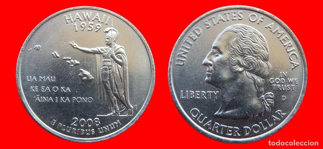 Monedas antiguas de Am&eacute;rica: 25 CENTAVOS QUARTER 2008-D HAWAII SIN CIRCULAR USA-9163SC