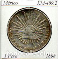 Monedas antiguas de Am&eacute;rica: M&Eacute;XICO 1898, 1 PESO, KM-409.2, M&Eacute;XICO. AG, MBCM 2 FOTOS