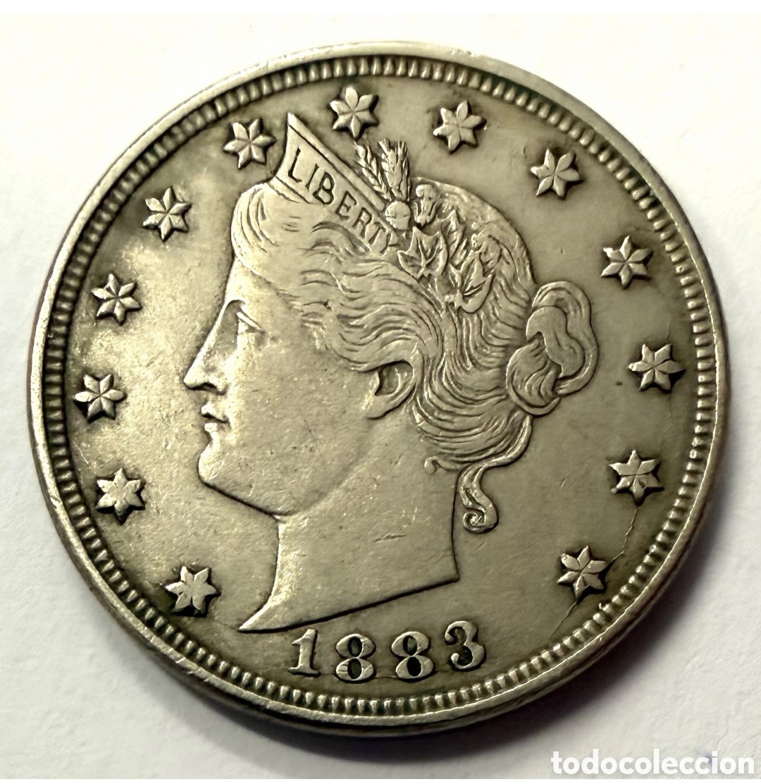 Monedas antiguas de Am&eacute;rica: USA 5 c&eacute;ntimos 1883. Muy bonita