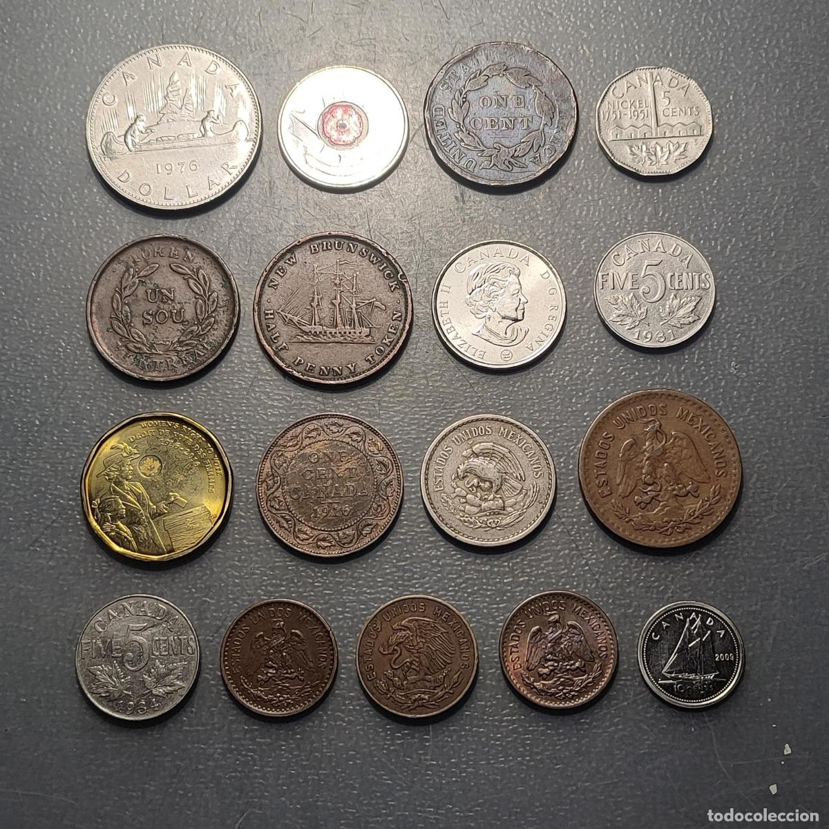 Monedas antiguas de Am&eacute;rica: NORTE AMERICA MEXICO ESTADOS UNIDOS CANADA LOTE DE 17 MONEDAS
