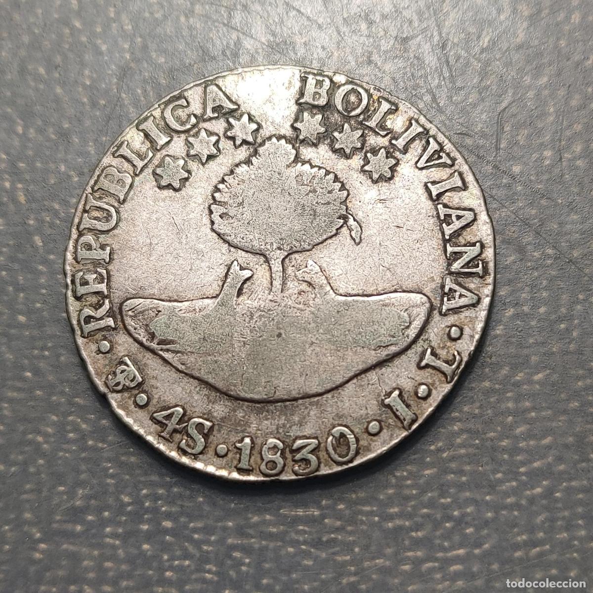 Monedas antiguas de Am&eacute;rica: BOLIVIA 4 SOLES 1830 MBC PLATA
