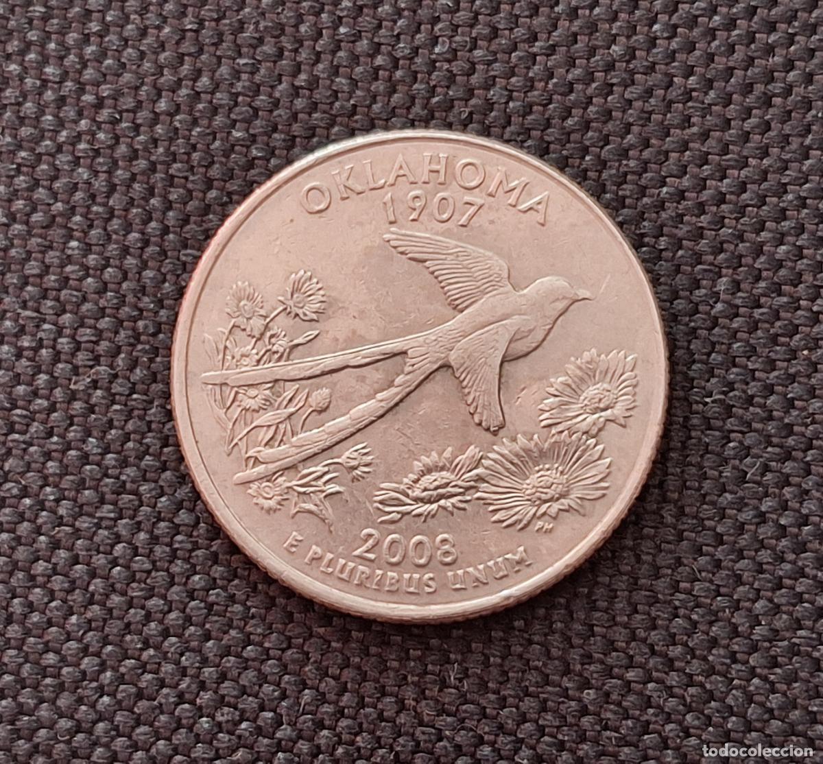 Monedas antiguas de Am&eacute;rica: MONEDA EEUU. USA ESTADOS UNIDOS. QUARTER. A&ntilde;o 2008. OKLAHOMA. 50 estados. Ceca D.