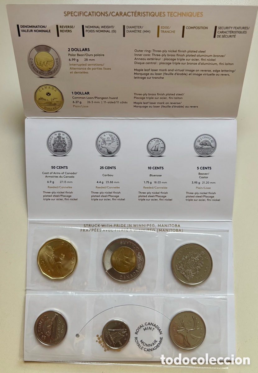 Monedas antiguas de Am&eacute;rica: Set Cl&aacute;sico Canad&aacute; 2026 SC. Serie Canada x6 Valores
