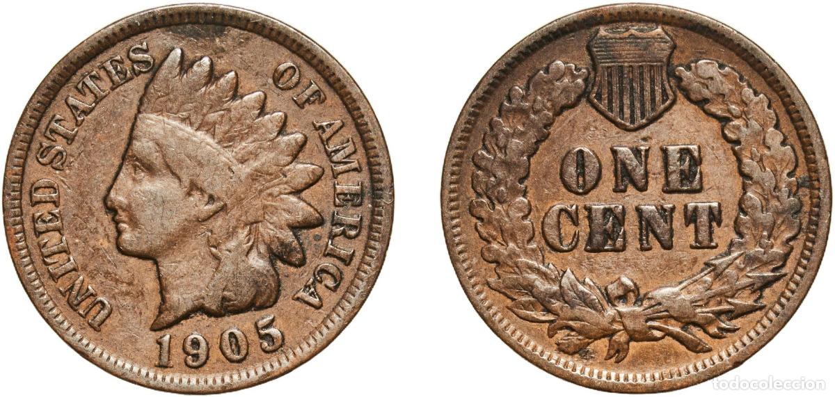 Monedas antiguas de Am&eacute;rica: United States Federal republic 1905 1 Cent &rdquo;Indian Head Cent&rdquo; Bronze (.950 copper, .050 tin and zin