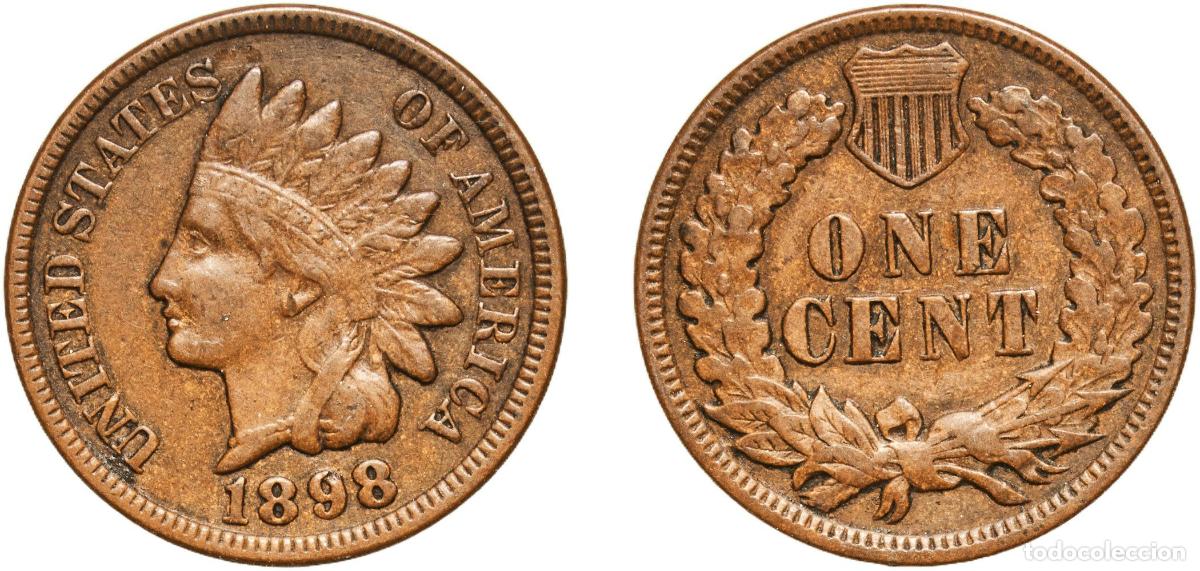 Monedas antiguas de Am&eacute;rica: United States Federal republic 1898 1 Cent &rdquo;Indian Head Cent&rdquo; Bronze (.950 copper, .050 tin and zin