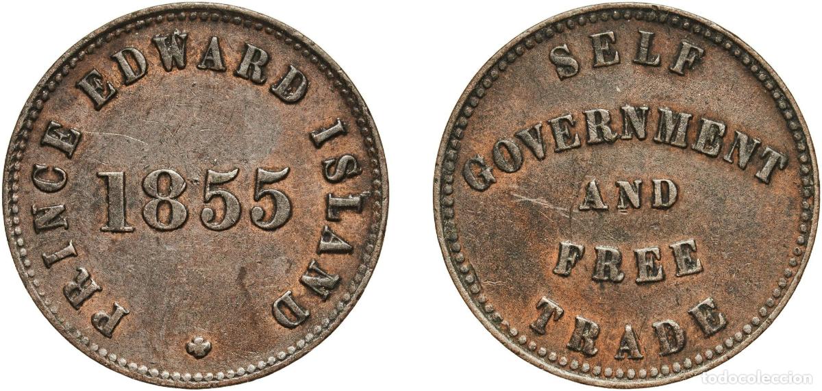 Monedas antiguas de Am&eacute;rica: Canada Prince Edward Island 1855 &frac12; Penny (Prince Edward Island - Self government and free trade) Co