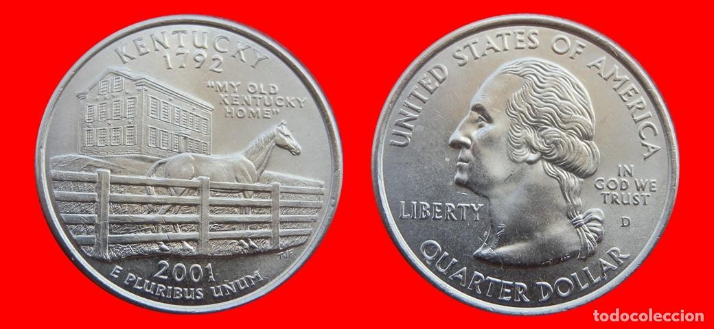 Monedas antiguas de Am&eacute;rica: 25 CENTAVOS QUARTER 2001-D KENTUCKY SIN CIRCULAR USA-9164SC