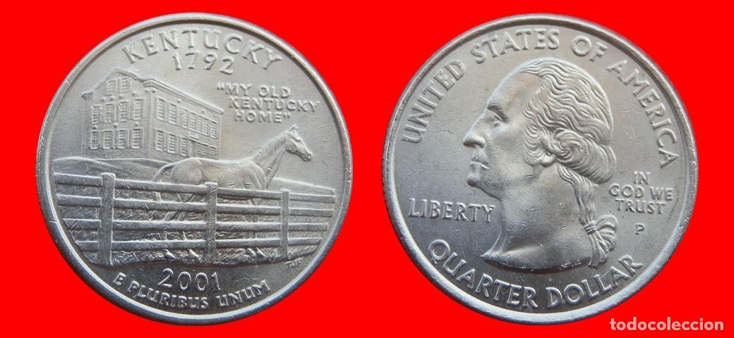 Monedas antiguas de Am&eacute;rica: 25 CENTAVOS QUARTER 2001-P KENTUCKY SIN CIRCULAR USA-9166SC