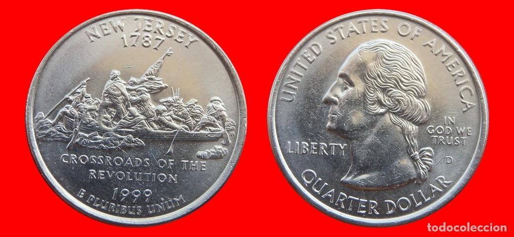 Monedas antiguas de Am&eacute;rica: 25 CENTAVOS QUARTER 1999-D NEW JERSEY SIN CIRCULAR USA-9169SC