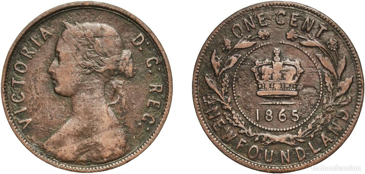 Monedas antiguas de Am&eacute;rica: Canada Newfoundland 1865 1 Cent - Victoria Bronze (Cu 95%, Sn 4%, Zn 1%) (240000) 5.3g VF KM 1