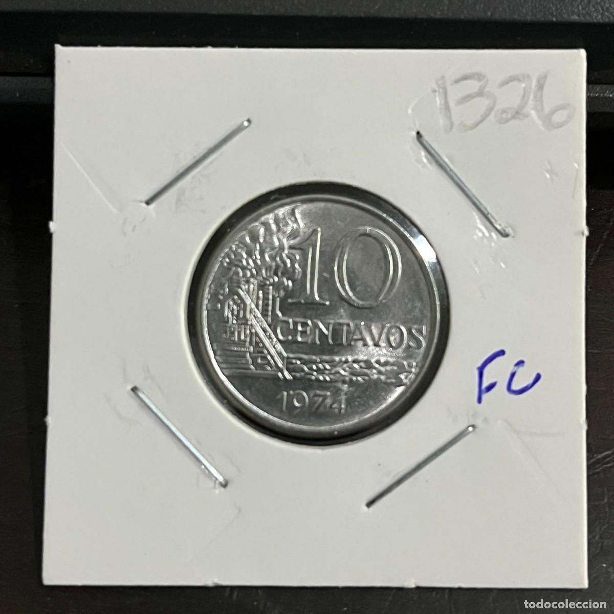 Monedas antiguas de Am&eacute;rica: Brazil Coin 10 Centavos 1974 KM# 578.1a Stainless Steel - i1326 UNC