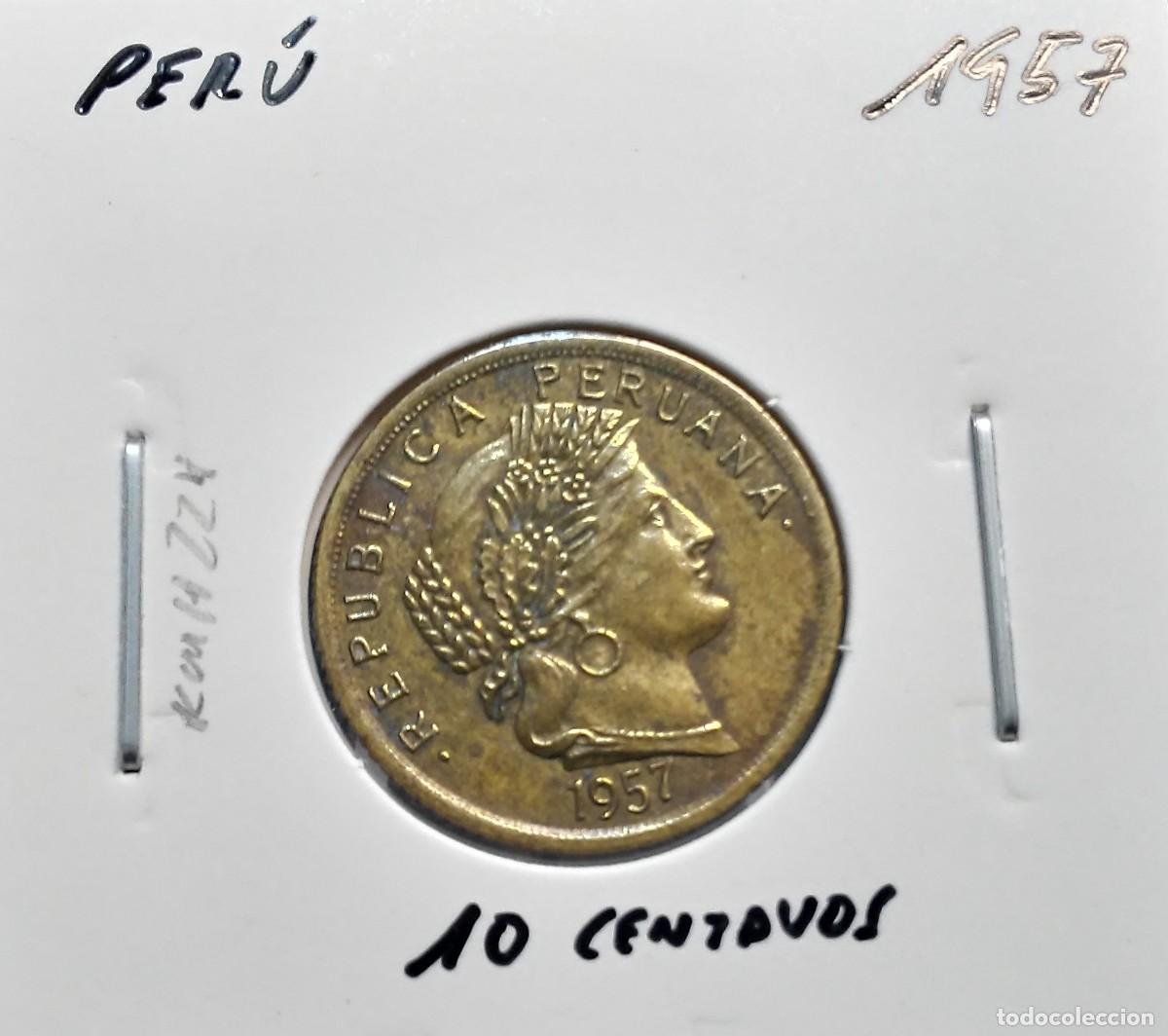 Monedas antiguas de Am&eacute;rica: PER&Uacute; 10 CENTAVOS 1957 KM#224 MBC.