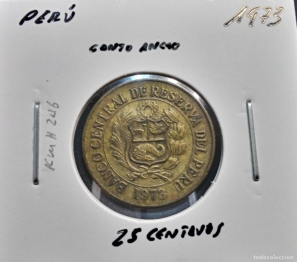 Monedas antiguas de Am&eacute;rica: PER&Uacute; 25 CENTAVOS 1973 KM#246 MBC CANTO ANCHO.