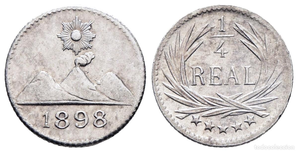 Monedas antiguas de Am&eacute;rica: *** MAGN&Iacute;FICO 1/4 REAL DE GUATEMALA. 1898 Birmingham. BRILLO ORIGINAL. PLATA ***