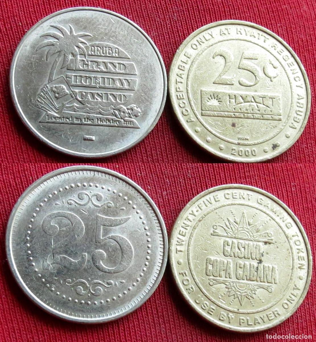 Monedas antiguas de Am&eacute;rica: Aruba Casino Grand Holiday, Copa Cabana Hyatt 2000 2 x 25 cents