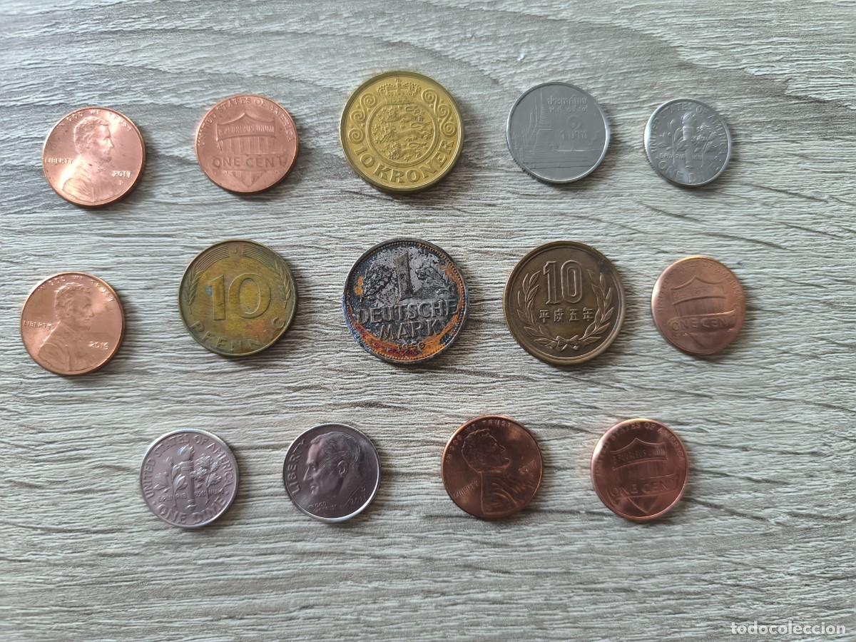 Monedas antiguas de Am&eacute;rica: Lote 12 Monedas Mundo: Dinamarca (10 Kroner), Alemania (1 Mark 1950) y USA