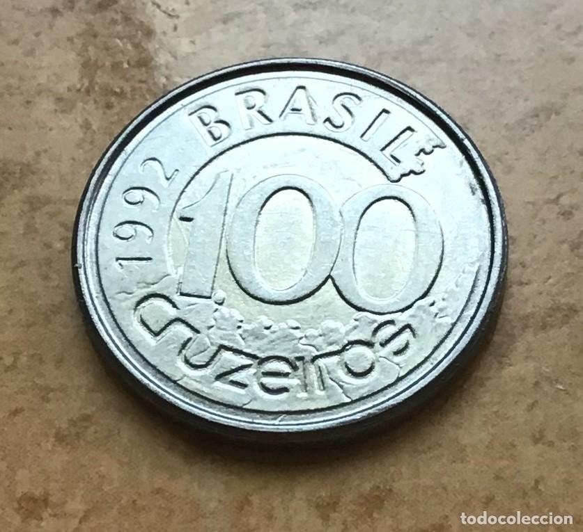 Monedas antiguas de Am&eacute;rica: 100 cruceiros de Brasil. A&ntilde;o 1992