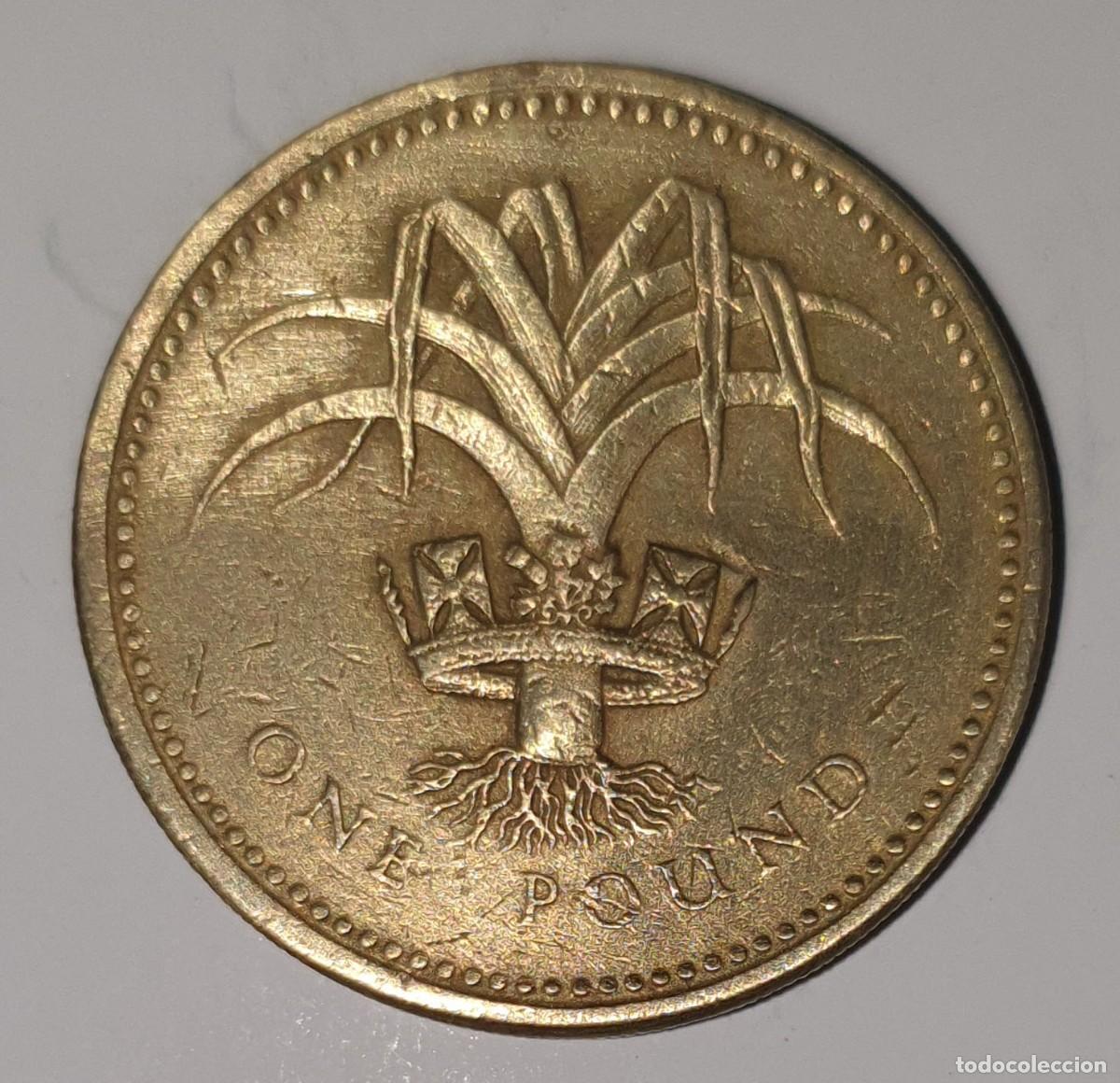 Monedas antiguas de Am&eacute;rica: Bermudas 1 Pound 1990 &ndash; Reina Isabel II &ndash; Ca&ntilde;a de Az&uacute;car &ndash; KM# 42