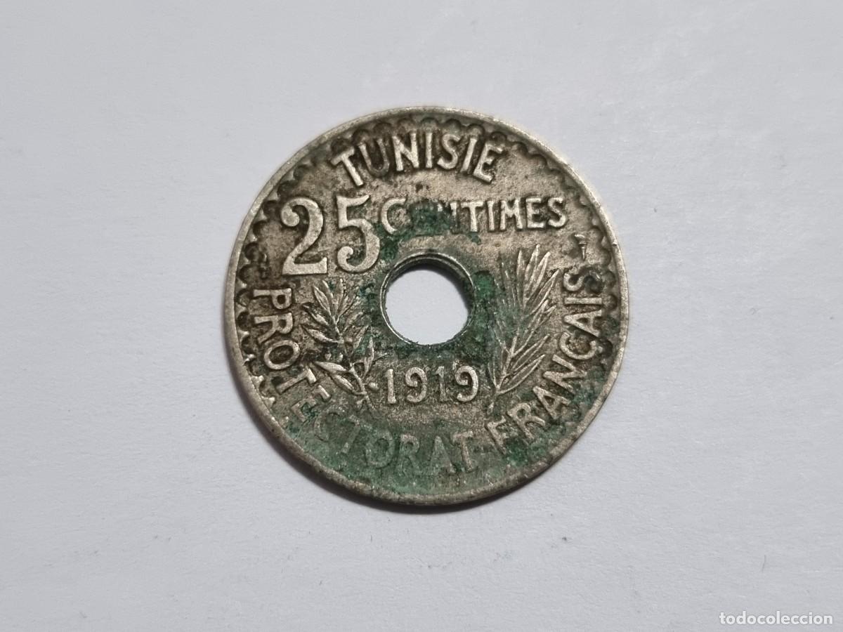 Monedas antiguas de Am&eacute;rica: Moneda 25 Centimos Tunisie Tunez Frances 1919 Coleccionista Coleccionar
