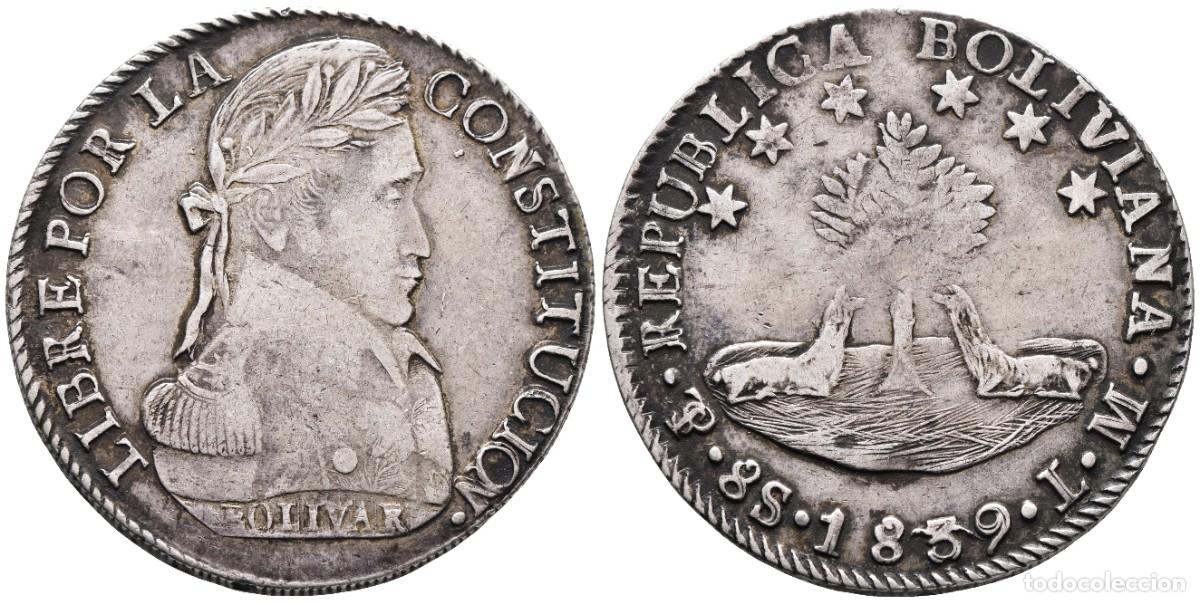 Monedas antiguas de Am&eacute;rica: *** BONITOS 8 SOLES DE BOLIVIA. 1839 POTOS&Iacute; LM. KM#97. PLATA ***