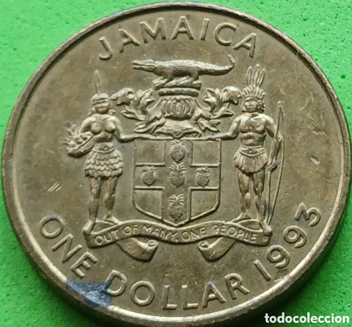 Monedas antiguas de Am&eacute;rica: Jamaica one dollar 1993 km#145a magn&eacute;tica