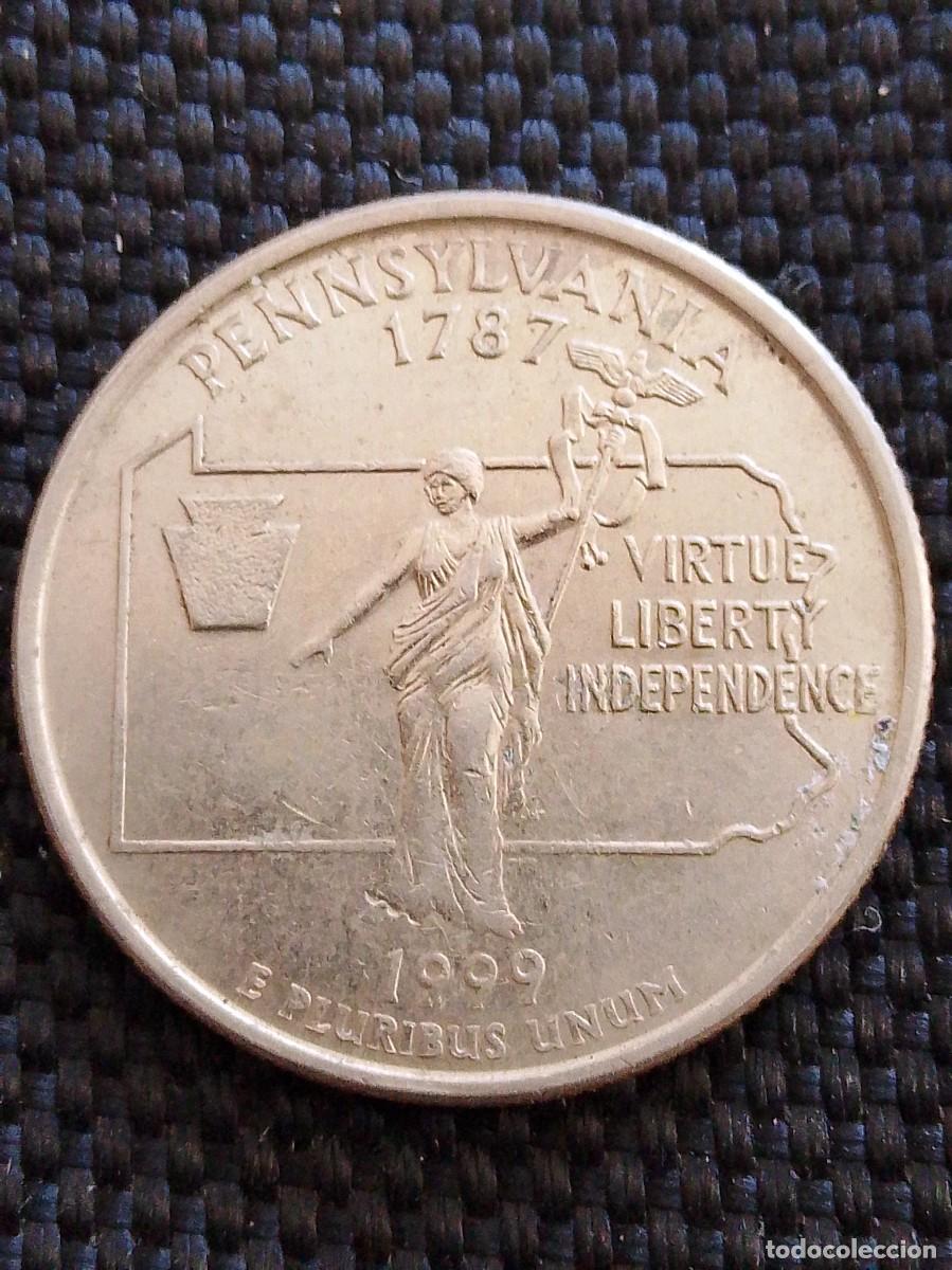 Monedas antiguas de Am&eacute;rica: Moneda de 25 centavos de Estados Unidos 1999