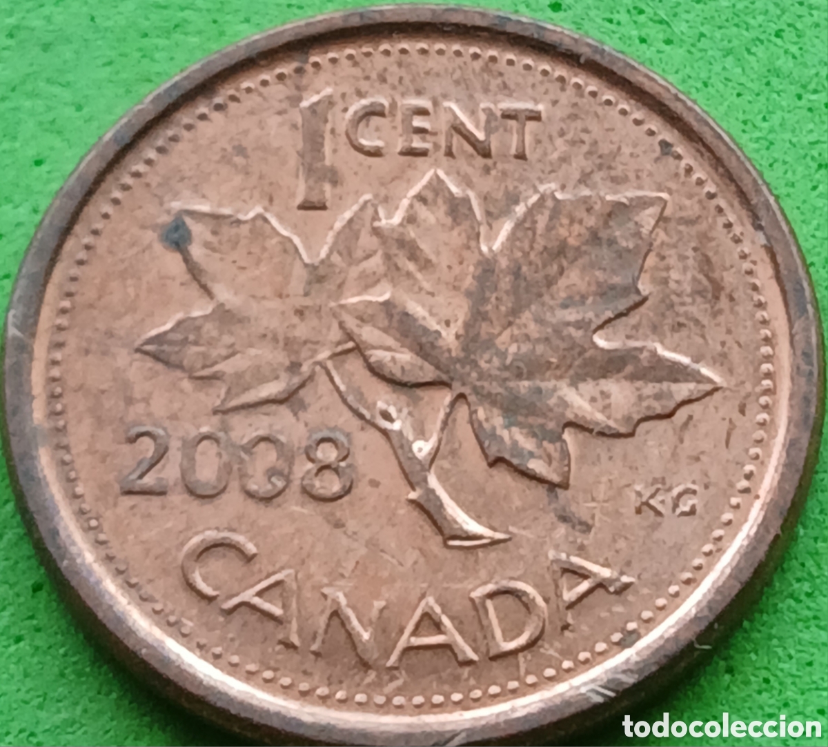 Monedas antiguas de Am&eacute;rica: Canad&aacute; 1 cent 2008 km#490a magn&eacute;tica
