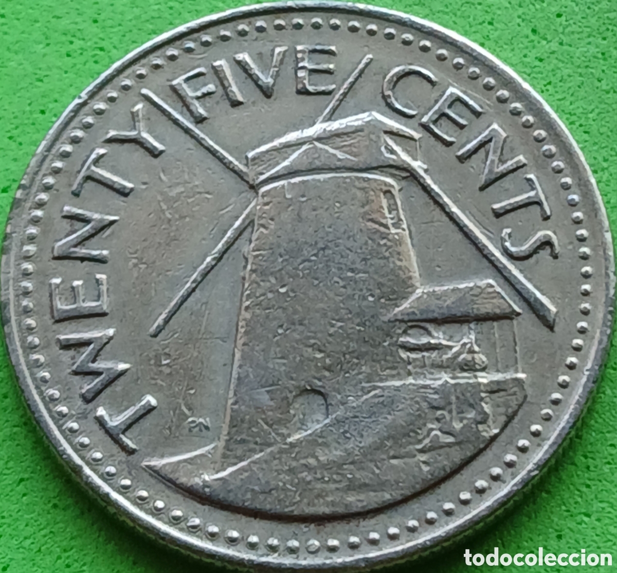 Monedas antiguas de Am&eacute;rica: Barbados 25 cents 1973 km#13 sin marca de ceca