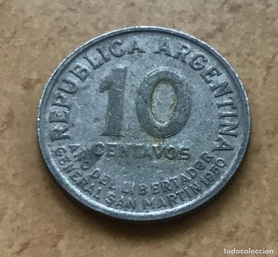 Monedas antiguas de Am&eacute;rica: 10 centavos de Argentina. A&ntilde;o 1950