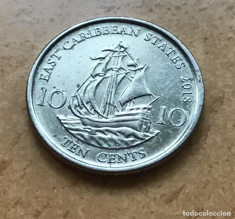 Monedas antiguas de Am&eacute;rica: 10 centavos de East Caribbean States (Caribe Oriental). A&ntilde;o 2018
