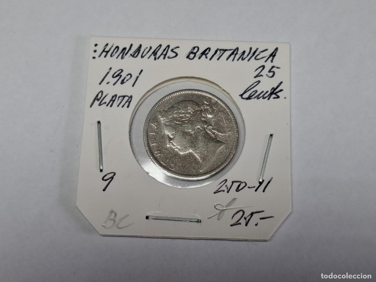 Monedas antiguas de Am&eacute;rica: 25 CENTS de PLATA de 1901 KM 9 HONDURAS BRITANICA en BC