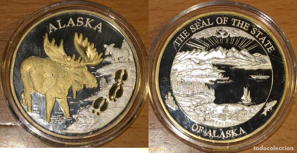 Monedas antiguas de Am&eacute;rica: 2004 CANADA 1970 THE SEAL OF THE STATE OF ALASKA MOOSE ALCE