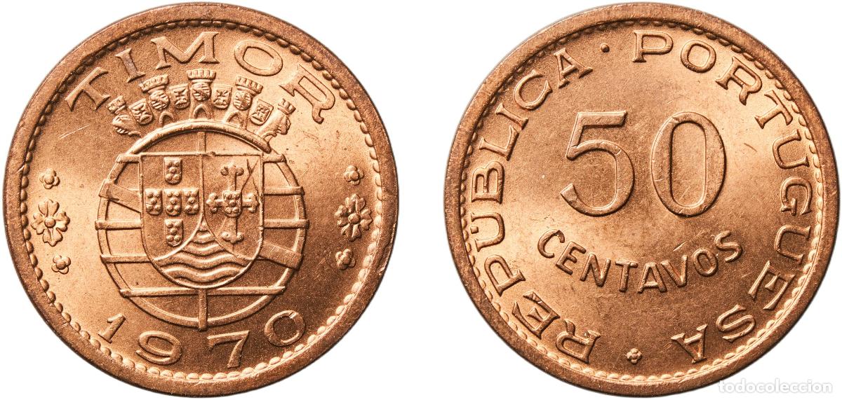 Monedas antiguas de Am&eacute;rica: Timor-Leste Portuguese colony 1970 50 Centavos Bronze Lisbon Mint (1000000) 3.96g UNC KM 18