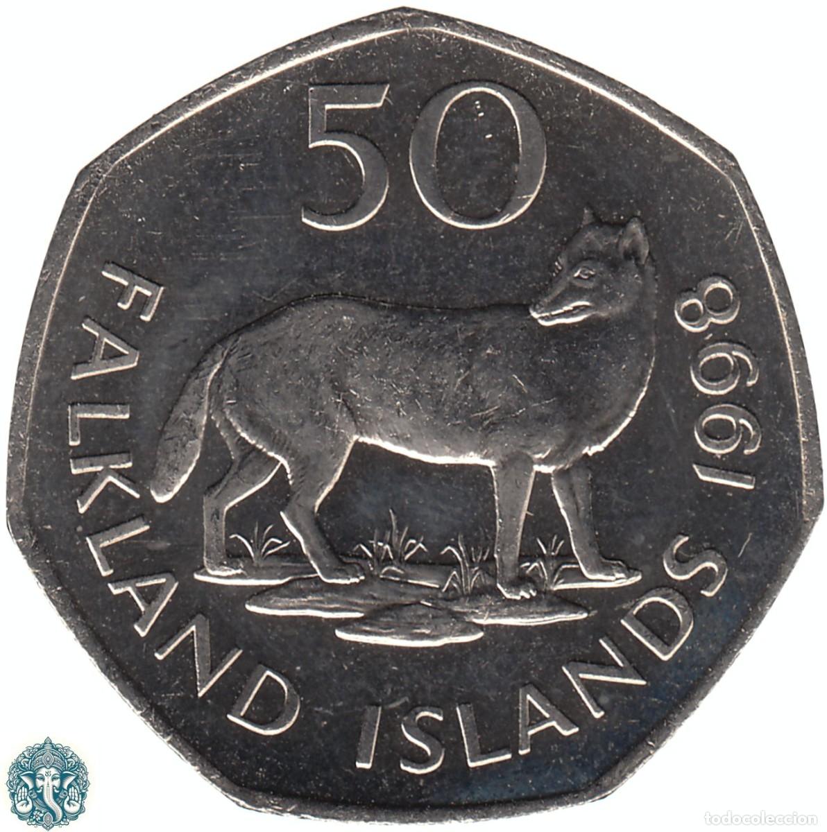 Monedas antiguas de Am&eacute;rica: ISLAS MALVINAS 50 Peniques 1998 Lobo de Malvinas KM#14.2 FALKLAND