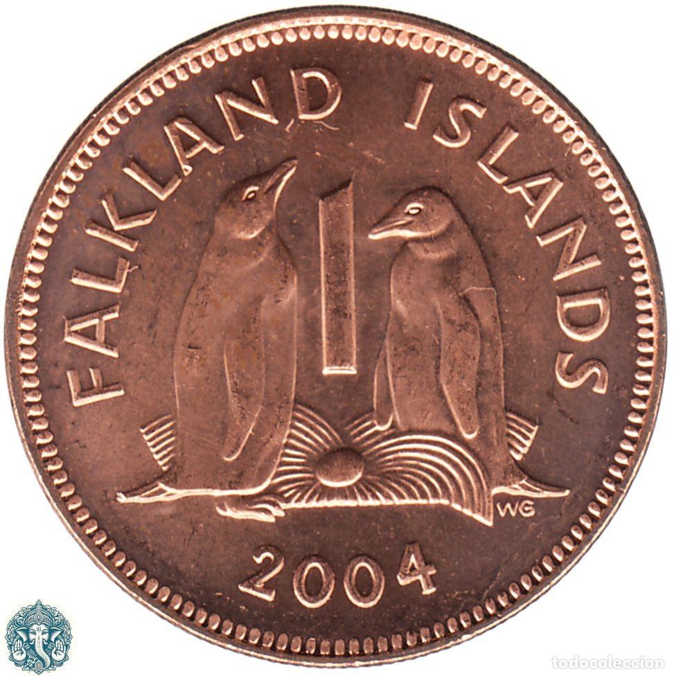 Monedas antiguas de Am&eacute;rica: ISLAS MALVINAS 1 Penique 2004 Ping&uuml;ino pap&uacute;a KM#130 FALKLAND