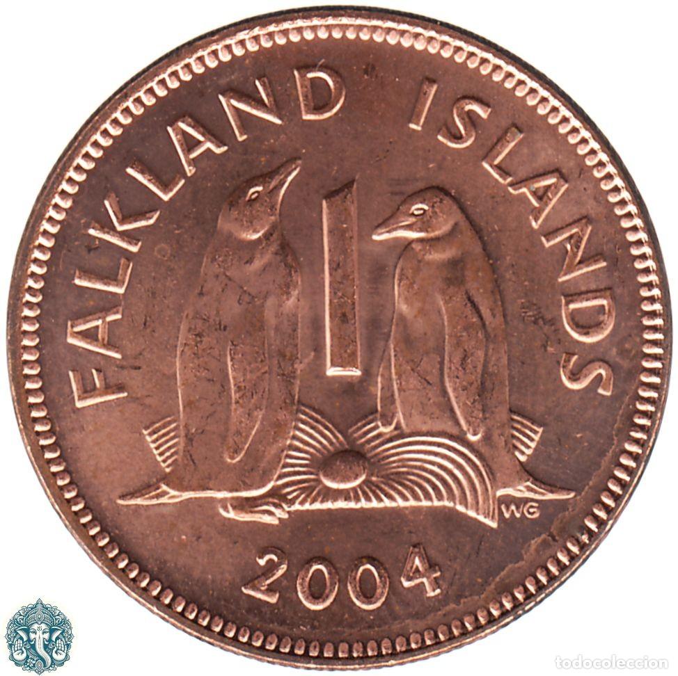 Monedas antiguas de Am&eacute;rica: ISLAS MALVINAS 1 Penique 2004 Ping&uuml;ino pap&uacute;a KM#130 FALKLAND