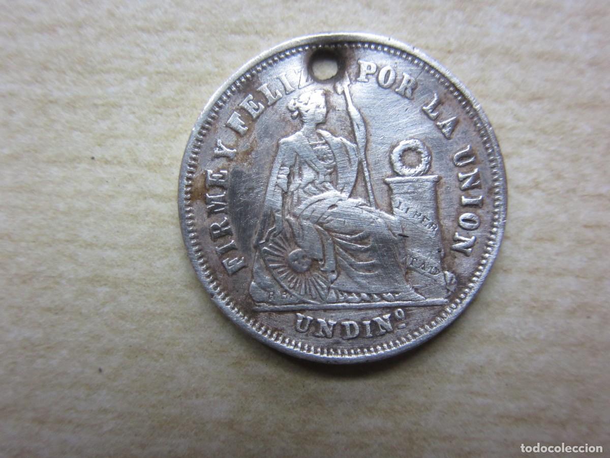 Monedas antiguas de Am&eacute;rica: Bonita moneda de 1 dinero de plata Rep&uacute;blica de Per&uacute; 1863-1877